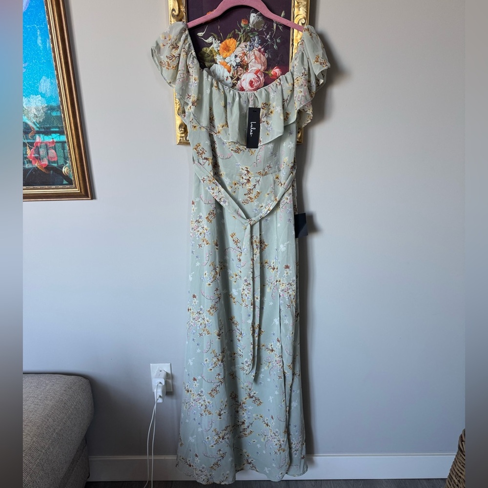 Lulu's Floral Maxi Dress in Light Blue and Yellow